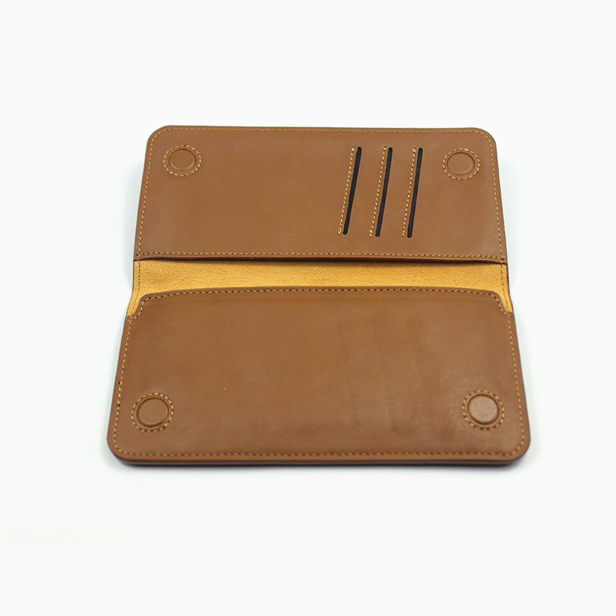 Leather Long Wallet Camel Brown