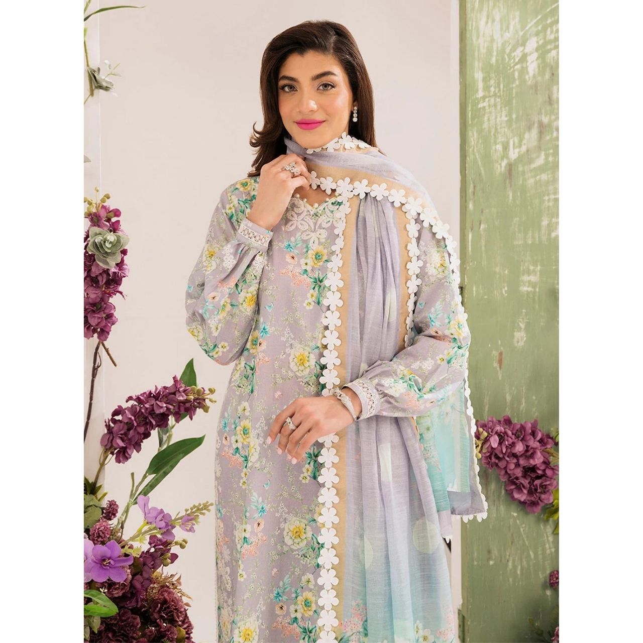 Lily 3 Pcs Embroidered Unstitched Suit Lavender