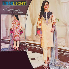 Limelight 3 Pcs Unstitched Printed Lawn Suit Beige