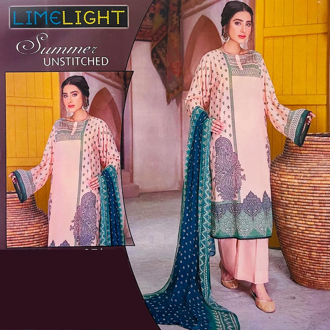 Limelight 3 Pcs Unstitched Printed Lawn Suit Glam