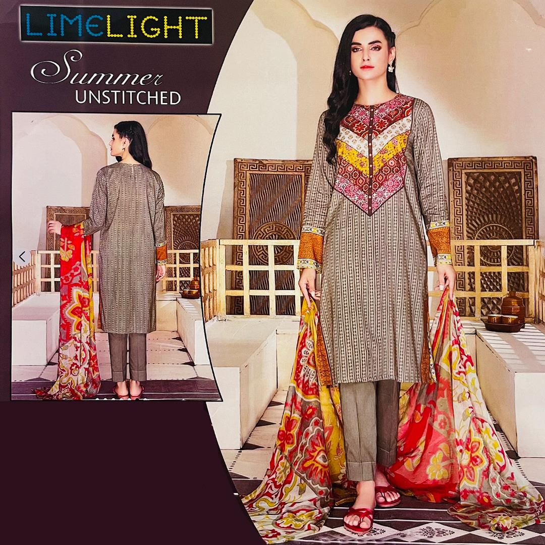 Limelight 3 Pcs Unstitched Printed Lawn Suit Glamour