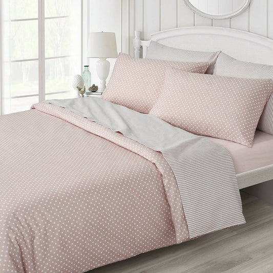 6 Pcs Cotton Satin Pink Bed Sheet Set (Quilt, Pillow & Cushion Covers) 1024