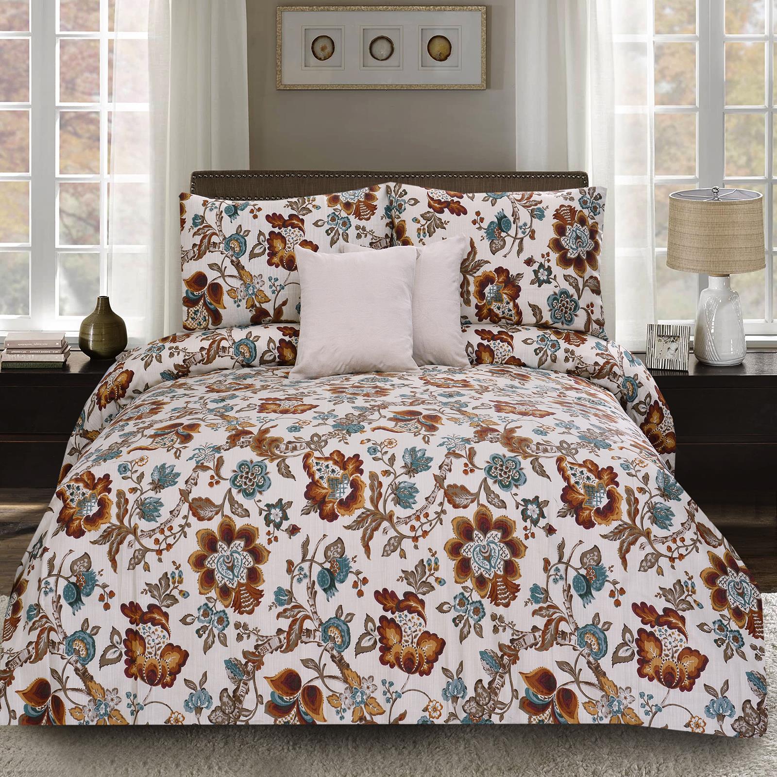 Lorenza Floral 5 Pcs Bedding Set Beige