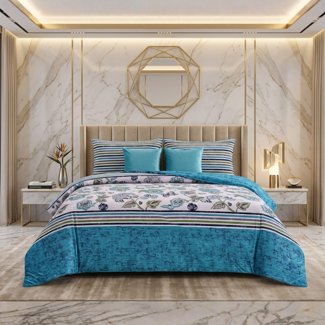 Lorenzo Blue 5 Pcs Bedding Set