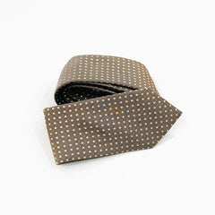 Louis Feraud Silk Neck Tie Brown Polka Dot