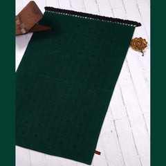 Luxury Embroidered Velvet Prayer Mat / Jaye Namaz Dark Green