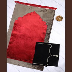 Luxury Velvet Prayer Mat / Jaye Namaz Brown Red