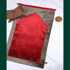 Luxury Velvet Prayer Mat / Jaye Namaz Brown Red