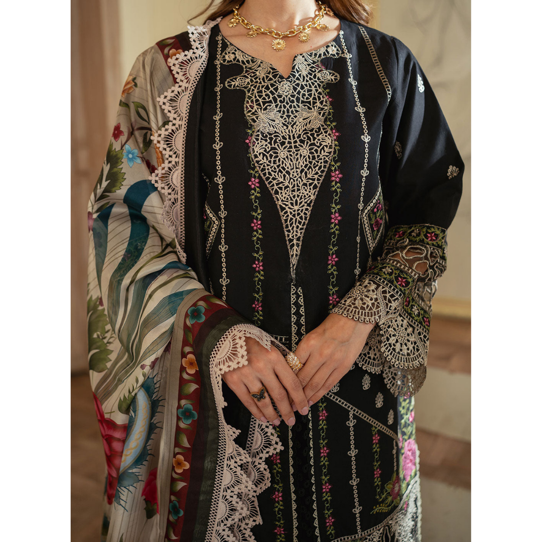 MEHR 3PC Unstitched Embroidered Suit