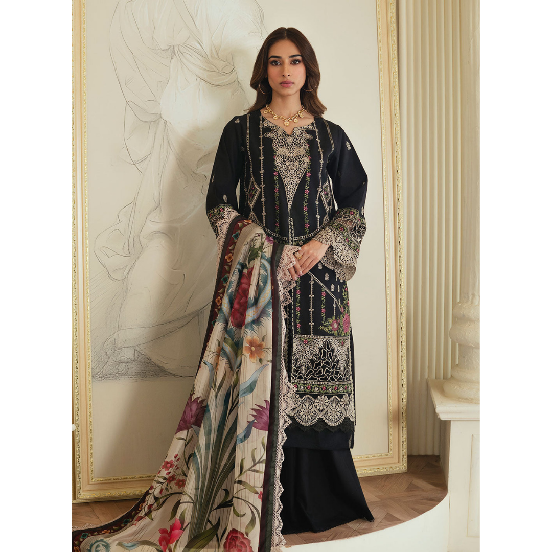 MEHR 3PC Unstitched Embroidered Suit