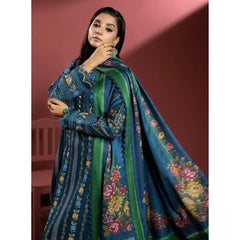 Maha 3 Pcs Embroidered Unstitched Winter Suit Blue