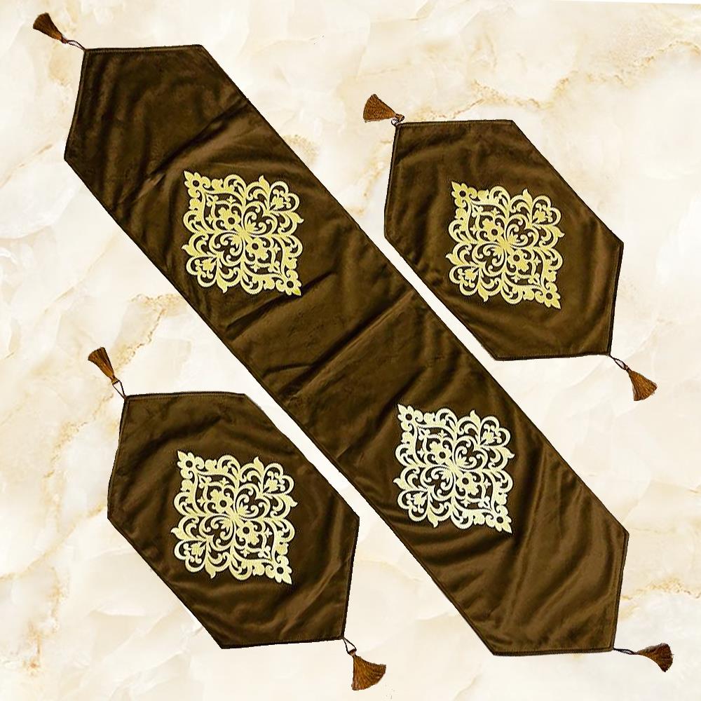 Makaila 3 Pc Table Runner Set Coffee Brown