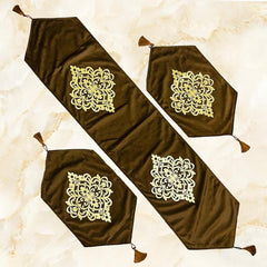 Makaila 3 Pc Table Runner Set Coffee Brown