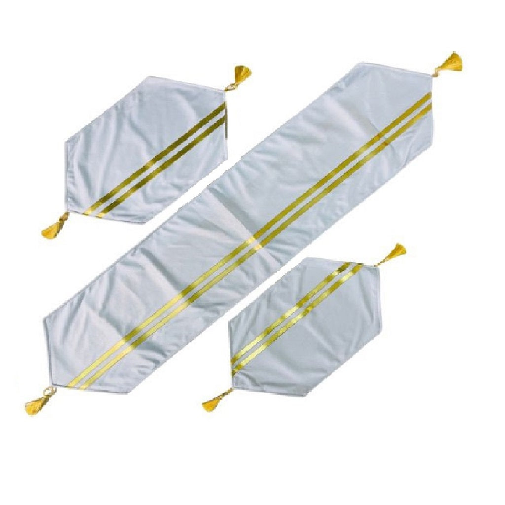 Makaila 3 Pcs Table Runner Set White