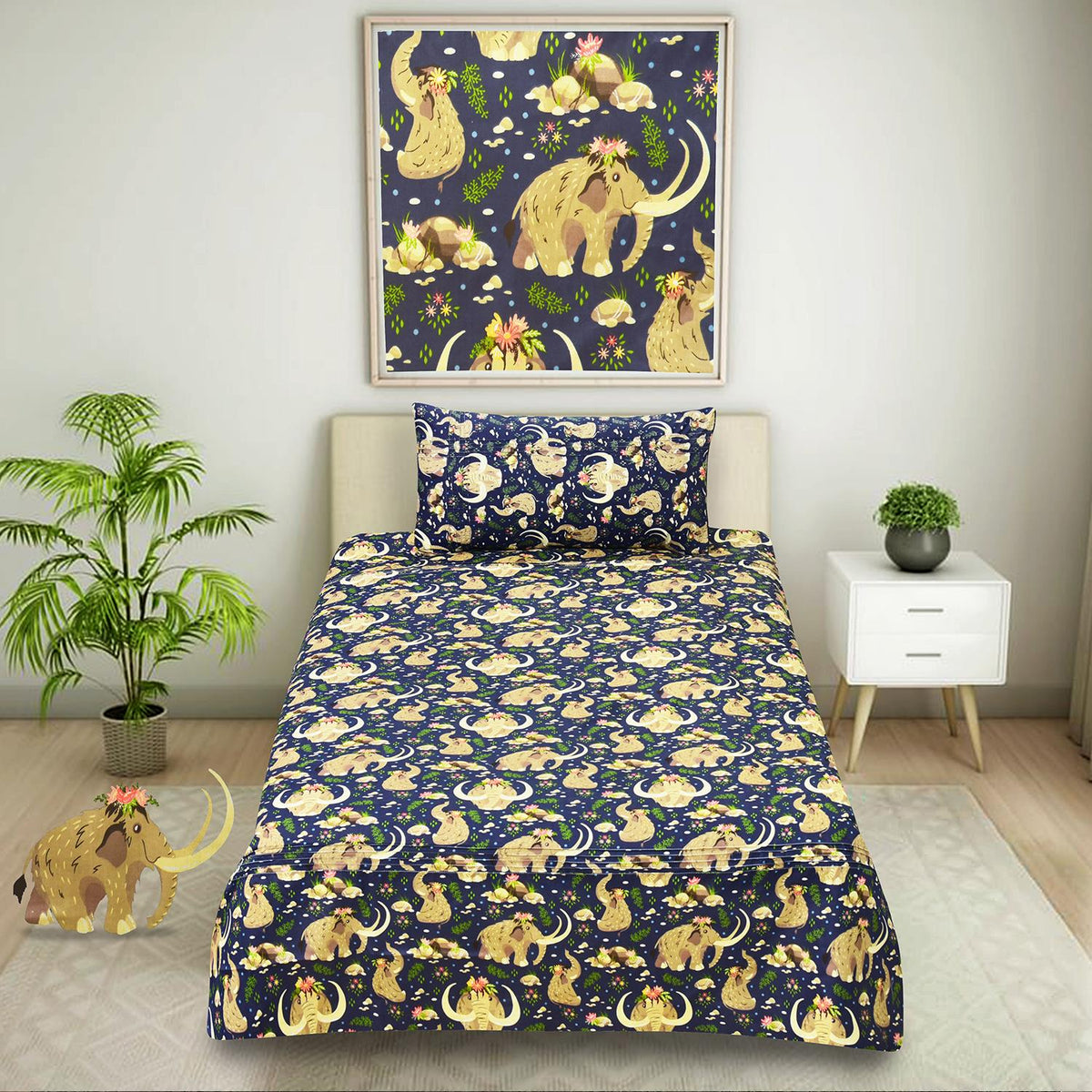 Mammoths Blue  2 Pcs Kids Bedding Set