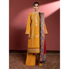 Manha 3 Pcs Embroidered Unstitched Winter Suit Mustard