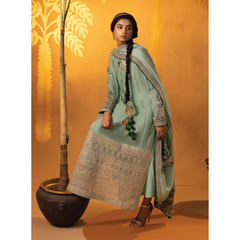 Marisa 3 Pcs Stitched  Embroidered Suit Sea Green