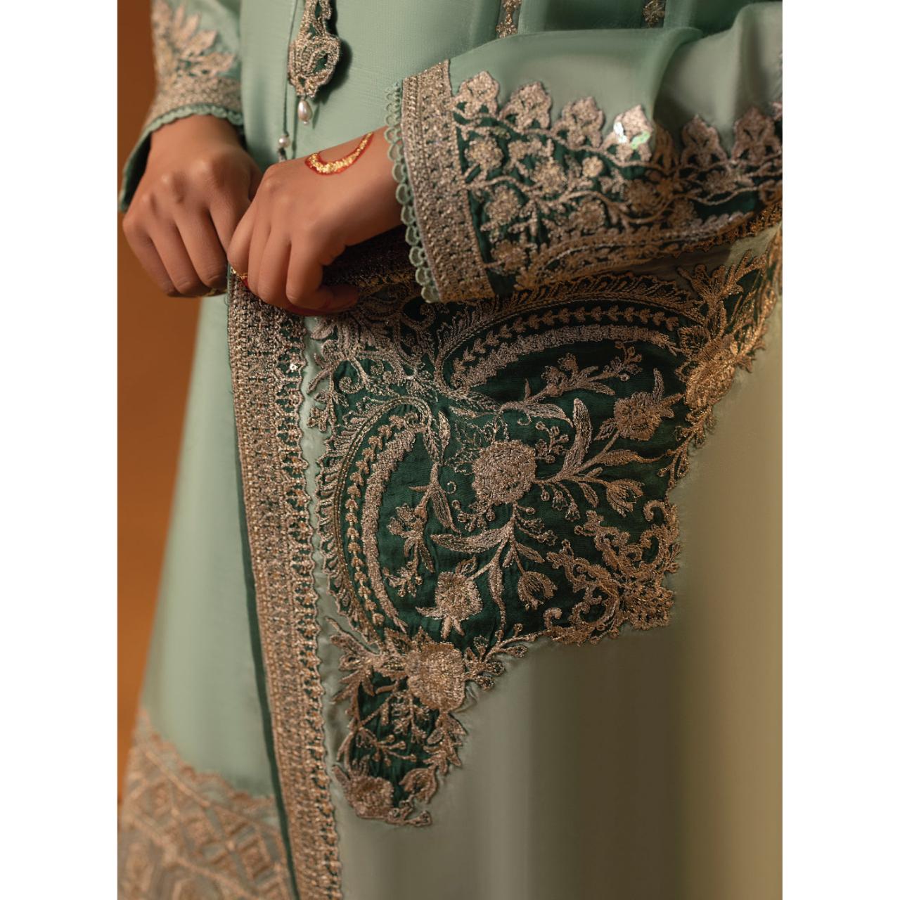 Marisa 3 Pcs Stitched  Embroidered Suit Sea Green