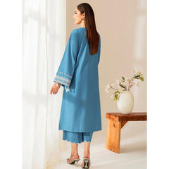 Marwa 2 Pcs Embroidered Stitched Suit Blue