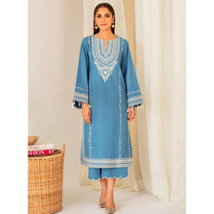 Marwa 2 Pcs Embroidered Stitched Suit Blue