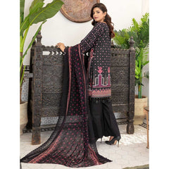 Mashaal 3 Pcs Unstitched Embroidered Lawn Suit Black