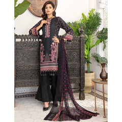 Mashaal 3 Pcs Unstitched Embroidered Lawn Suit Black