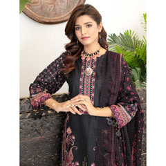 Mashaal 3 Pcs Unstitched Embroidered Lawn Suit Black