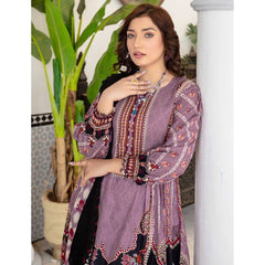 Mashaal 3 Pcs Unstitched Embroidered Lawn Suit Purple