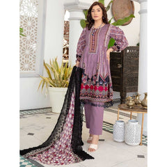 Mashaal 3 Pcs Unstitched Embroidered Lawn Suit Purple