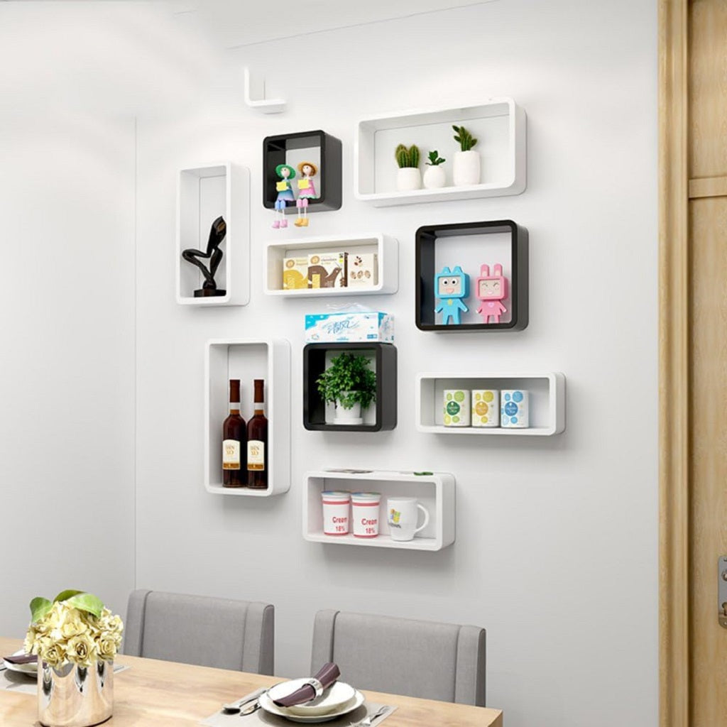 Melannco Square 3 Pcs Floating Wall Shelf White