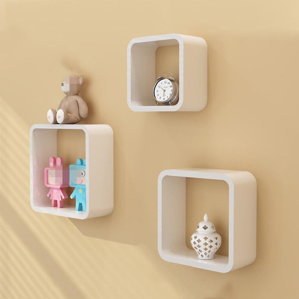 Melannco Square 3 Pcs Floating Wall Shelf White