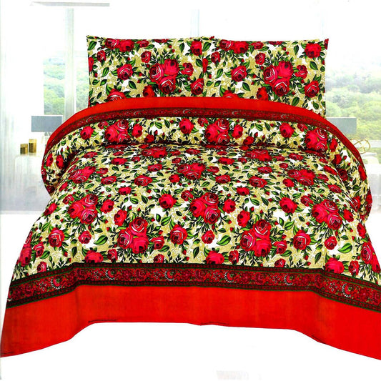 Meliore Floral 3 Pcs Bedding Set Red 1200