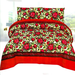 Meliore Floral 3 Pcs Bedding Set Red