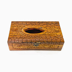 Mericia Carved Wooden Tissue Box