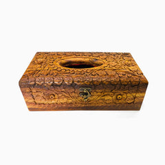 Mericia Carved Wooden Tissue Box