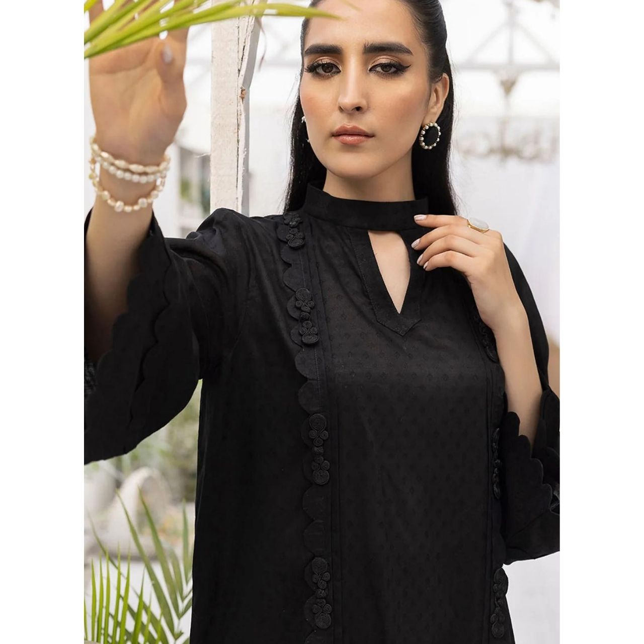 Mia 2 Pcs Embroidered Stitched Suit Black