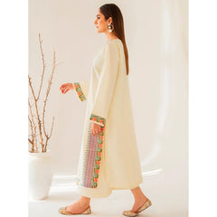 Miha 2 Pcs Embroidered Stitched Suit Beige