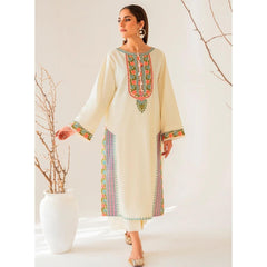 Miha 2 Pcs Embroidered Stitched Suit Beige