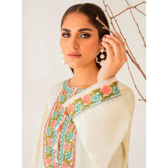 Miha 2 Pcs Embroidered Stitched Suit Beige