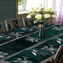 Milana 5 Pcs Embroidered Table Runner Set Green