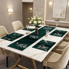 Milana 7 Pcs Embroidered Table Runner Set Green