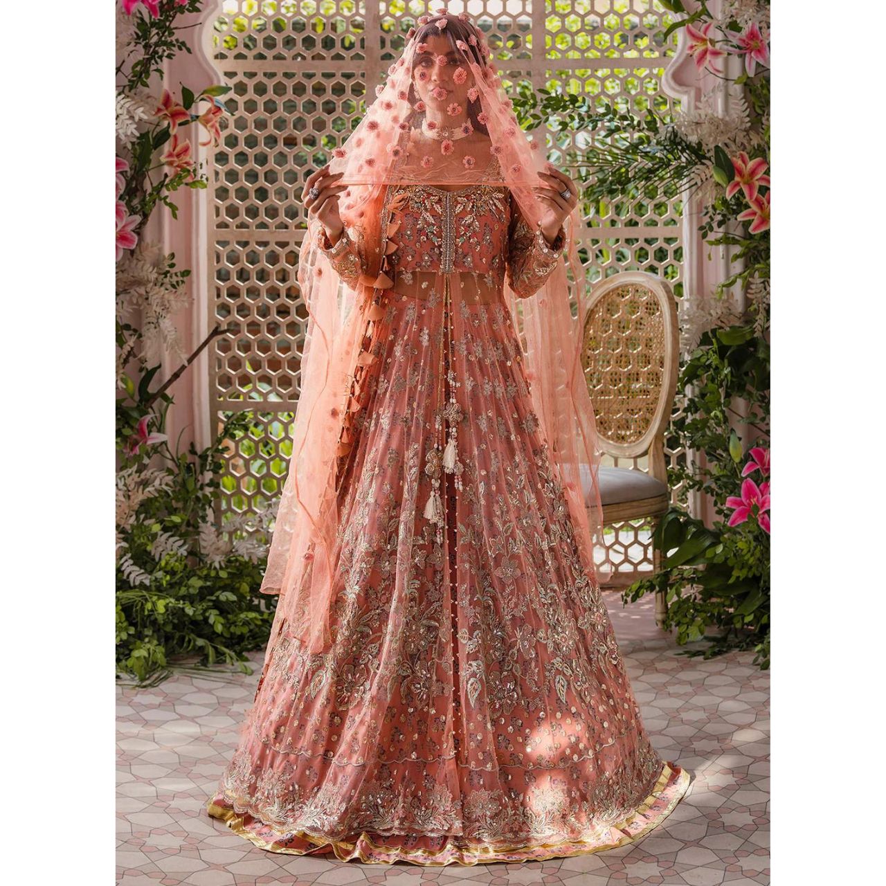 Mira 3 Pcs Embroidered Luxury Suit Pink