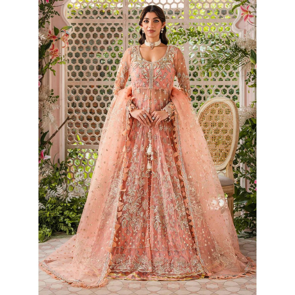 Mira 3 Pcs Embroidered Luxury Suit Pink