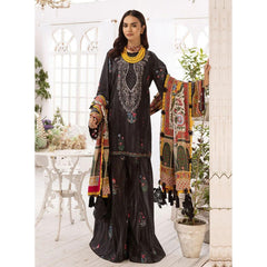 Mirha 3 Pcs Embroidered Unstitched Suit Black