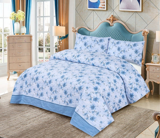 Moira 3 Pcs Bedding Set Floral Blue 935