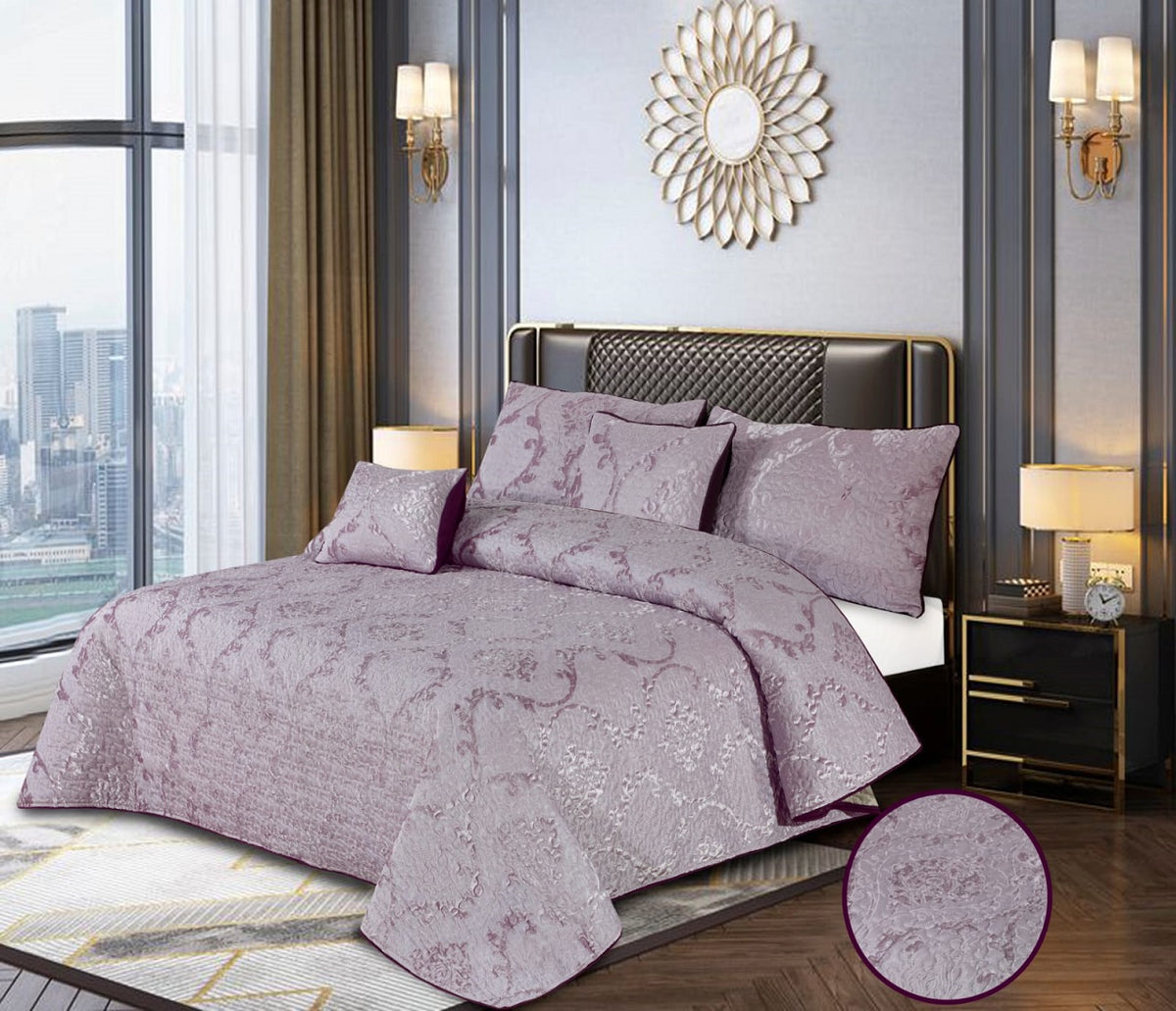 Moroco 5 Pcs Palachi Bed Sheet Set Purple