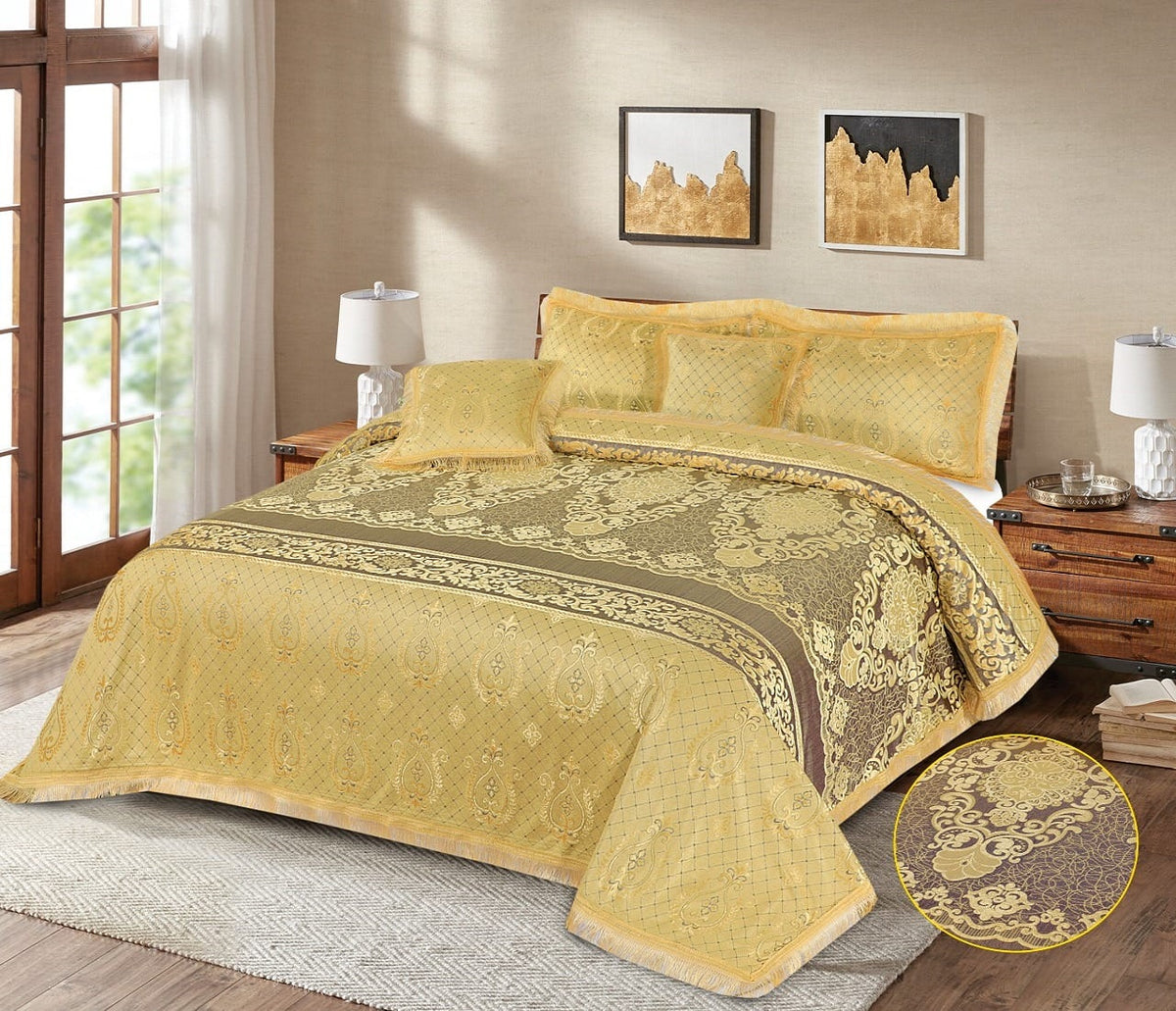 Moroco 5 Pcs Palachi Bed Sheet Set Yellow