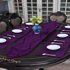 Moroco 1 Pcs Embroidered Table Runner Set Purple