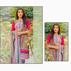 Nisha 3 Pcs Unstitched Printed Lawn Suit Azure Pink