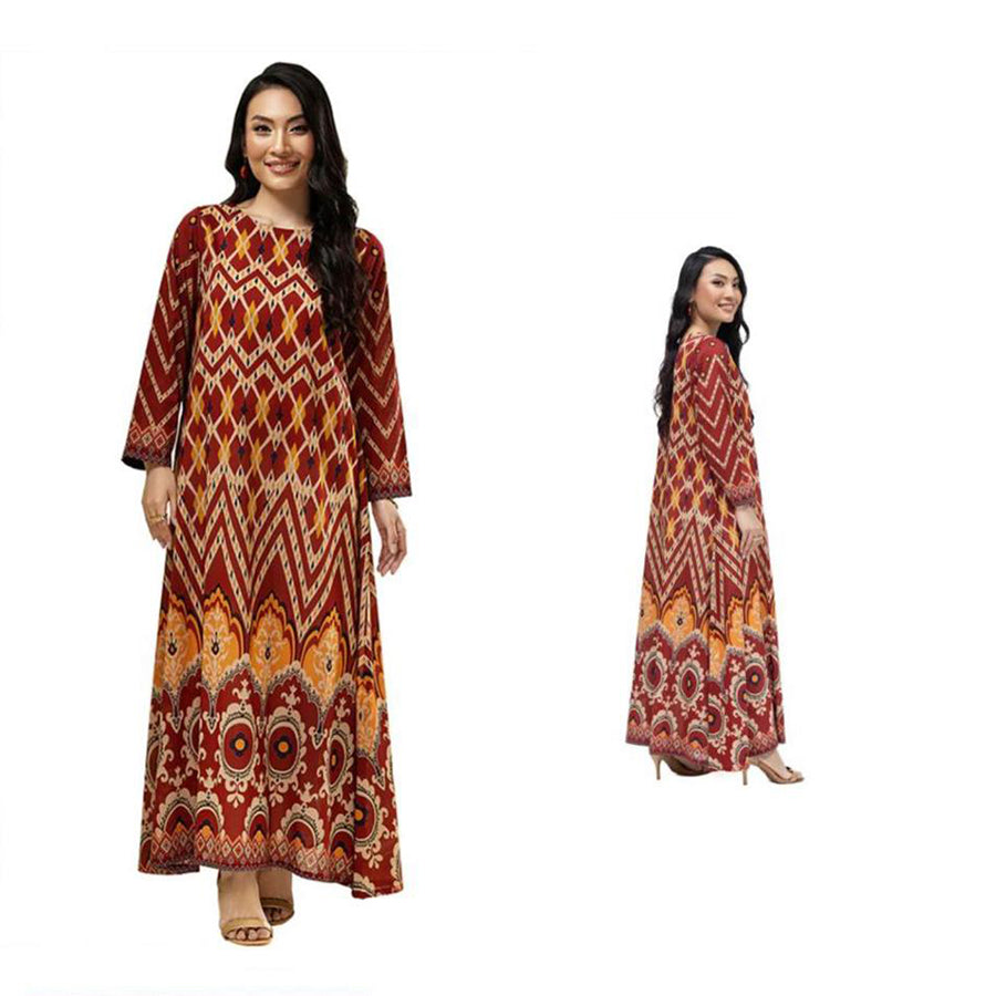 Nisha 3 Pcs Unstitched Printed Lawn Suit Brown